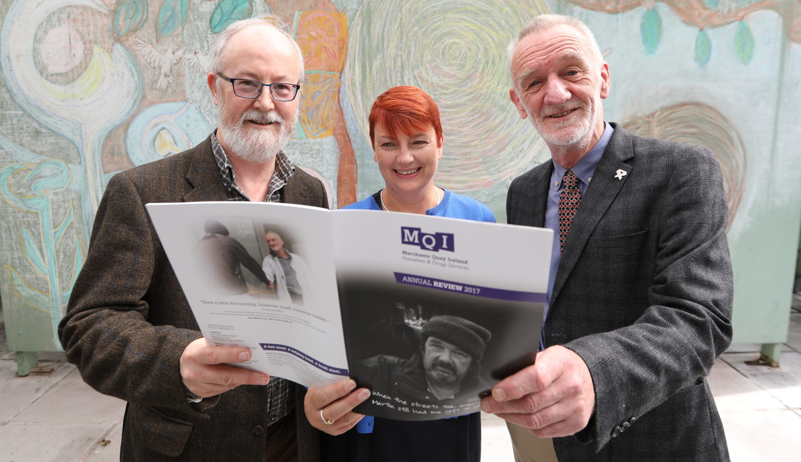 <p>MQI are delighted to announce that our 2017 Annual Review has been launched. Our Annual Review was launched by Minister of State for Health Promotion and the National Drugs Strategy Catherine Byrne. This was also a special occasion as we celebrated the immense contribution our CEO Tony Geoghegan, who is retiring later this year, has made to MQI in the last 30 years.
Some of the statistics in the review showed:</p> MQI provided 13,301 supportive interventions, helping people to access healthcare, accommodation, drug treatment, training, and welfare supports.
There continued to be a significant increase in the number of people accessing MQI’s healthcare services, with the total almost doubling in two years.
2,583 people attended MQI’s Health Promotion Unit in 2017, helping minimise harm to active drug users.
Almost 2,000 people used emergency shelter at MQI’s Night Café.
170 people went through MQI’s detox and rehabilitation services. <p>The review took place at Falitú, which is where MQI first operated as a drop-in centre at the back of Franciscan Friary on Merchant's Quay.
Speakers included Fr. Gabriel Kinahan OFM, Fr. Aidan McGrath OFM Provincial and Fergal Black of the Irish Prison Service, the later of who presented retiring CEO Tony Geoghegan with an original 19th century key to Mountjoy Prison. You can view the Annual Review here.
Check out some of the pictures of the event by clicking the slider below! </p> NO REPRO FEE 14/09/2018 Merchants Quay Ireland Homeless and Drugs Services publish their annual report. Pictured are (LtoR) Mike Price Chairtman, Board of Directors, Paula Byrne the new CEO OF Merchants Quay Ireland, Catherine Byrne Minister of State for Health Promotion and Tony Geoghegan outgoing CEO of Merchants Quay Ireland Homeless and Drugs Services. Photo: Sasko Lazarov/Photocall Ireland