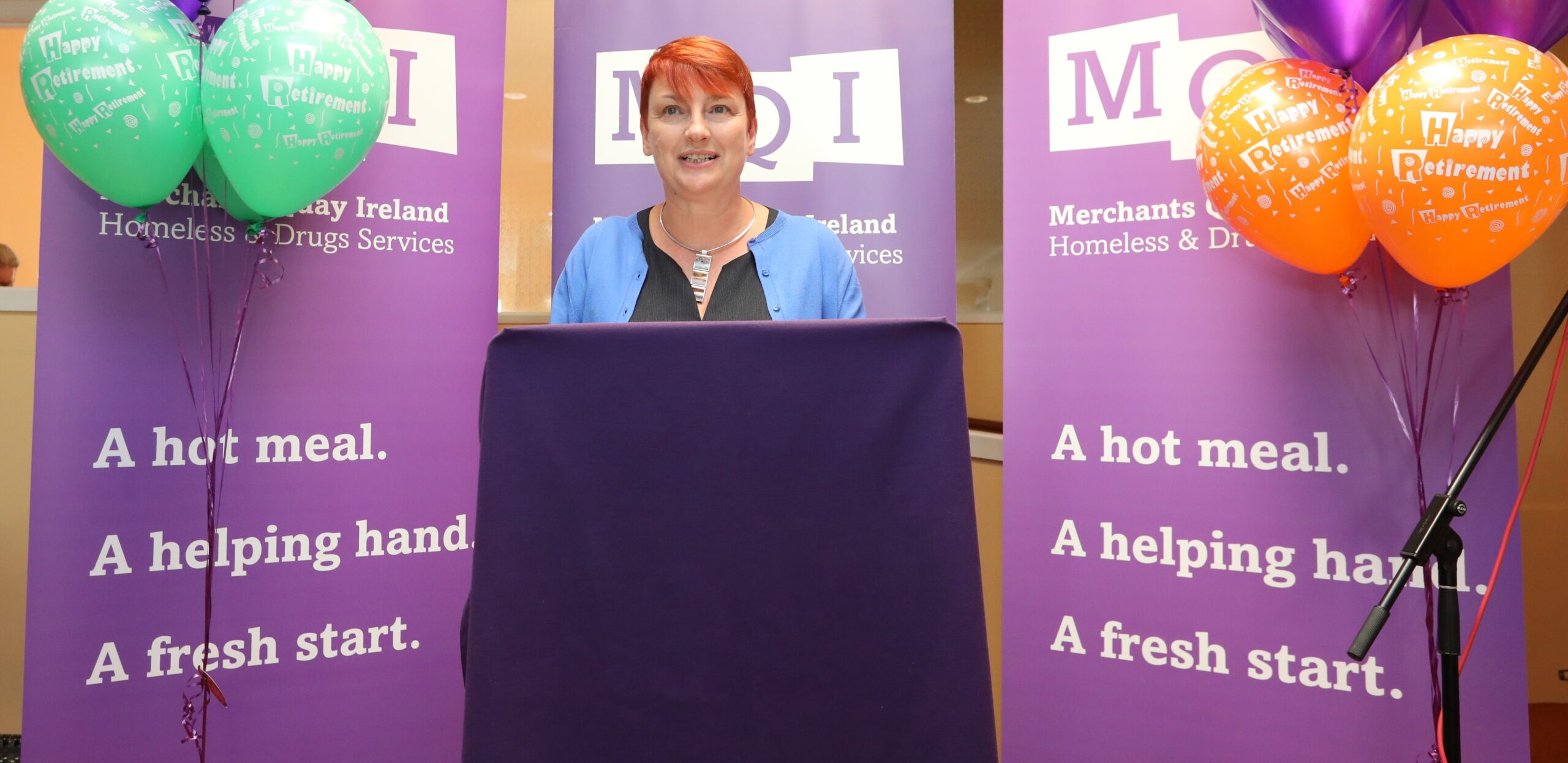 <p>MQI are delighted to announce that our 2017 Annual Review has been launched. Our Annual Review was launched by Minister of State for Health Promotion and the National Drugs Strategy Catherine Byrne. This was also a special occasion as we celebrated the immense contribution our CEO Tony Geoghegan, who is retiring later this year, has made to MQI in the last 30 years.
Some of the statistics in the review showed:</p> MQI provided 13,301 supportive interventions, helping people to access healthcare, accommodation, drug treatment, training, and welfare supports.
There continued to be a significant increase in the number of people accessing MQI’s healthcare services, with the total almost doubling in two years.
2,583 people attended MQI’s Health Promotion Unit in 2017, helping minimise harm to active drug users.
Almost 2,000 people used emergency shelter at MQI’s Night Café.
170 people went through MQI’s detox and rehabilitation services. <p>The review took place at Falitú, which is where MQI first operated as a drop-in centre at the back of Franciscan Friary on Merchant's Quay.
Speakers included Fr. Gabriel Kinahan OFM, Fr. Aidan McGrath OFM Provincial and Fergal Black of the Irish Prison Service, the later of who presented retiring CEO Tony Geoghegan with an original 19th century key to Mountjoy Prison. You can view the Annual Review here.
Check out some of the pictures of the event by clicking the slider below! </p> NO-FEE-0437-MQI-Homeless-and-Drugs-Services-report